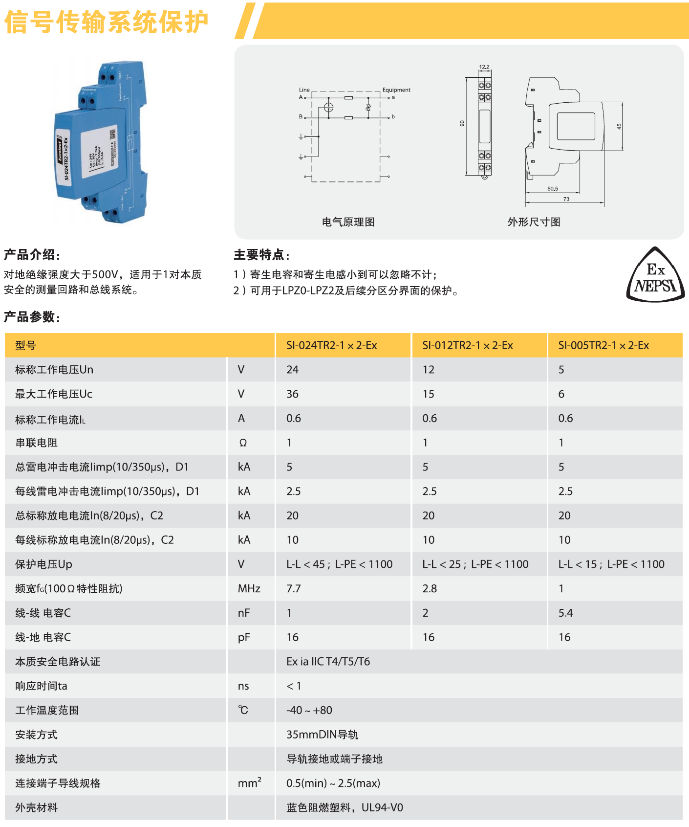 SI-024TR2-1x2-Ex 歐申信號防雷器：防爆環境下的高效信號防護解決方案